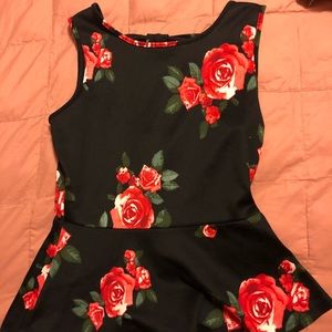 Forever 21 black floral ruffle shirt